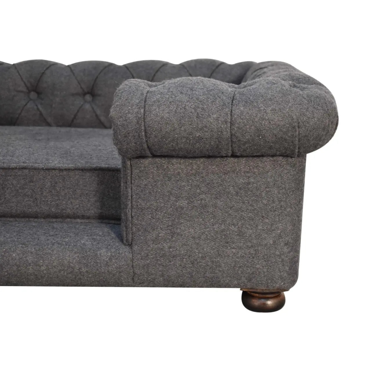 Battleship Tweed Button Pet Bed Living with Luxury