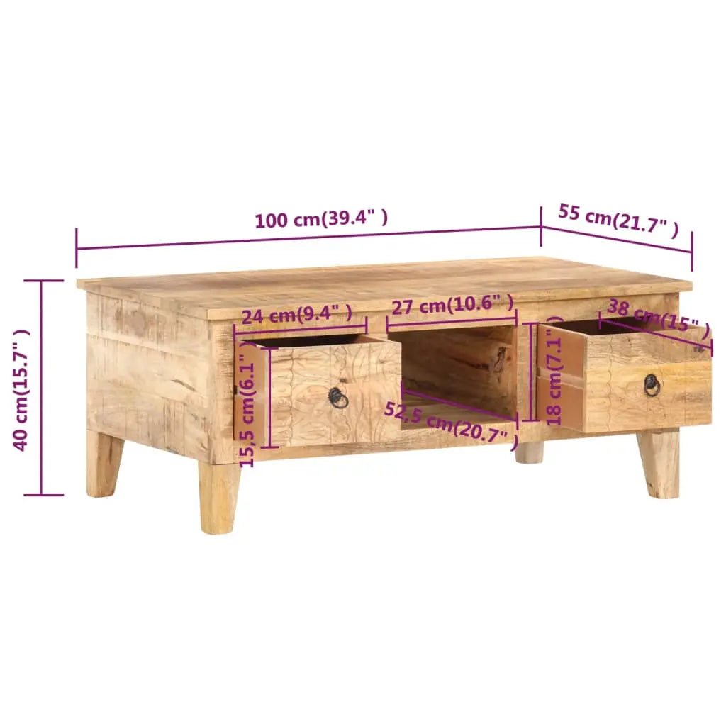 Coffee Table Rough Mango Wood Living with Luxury