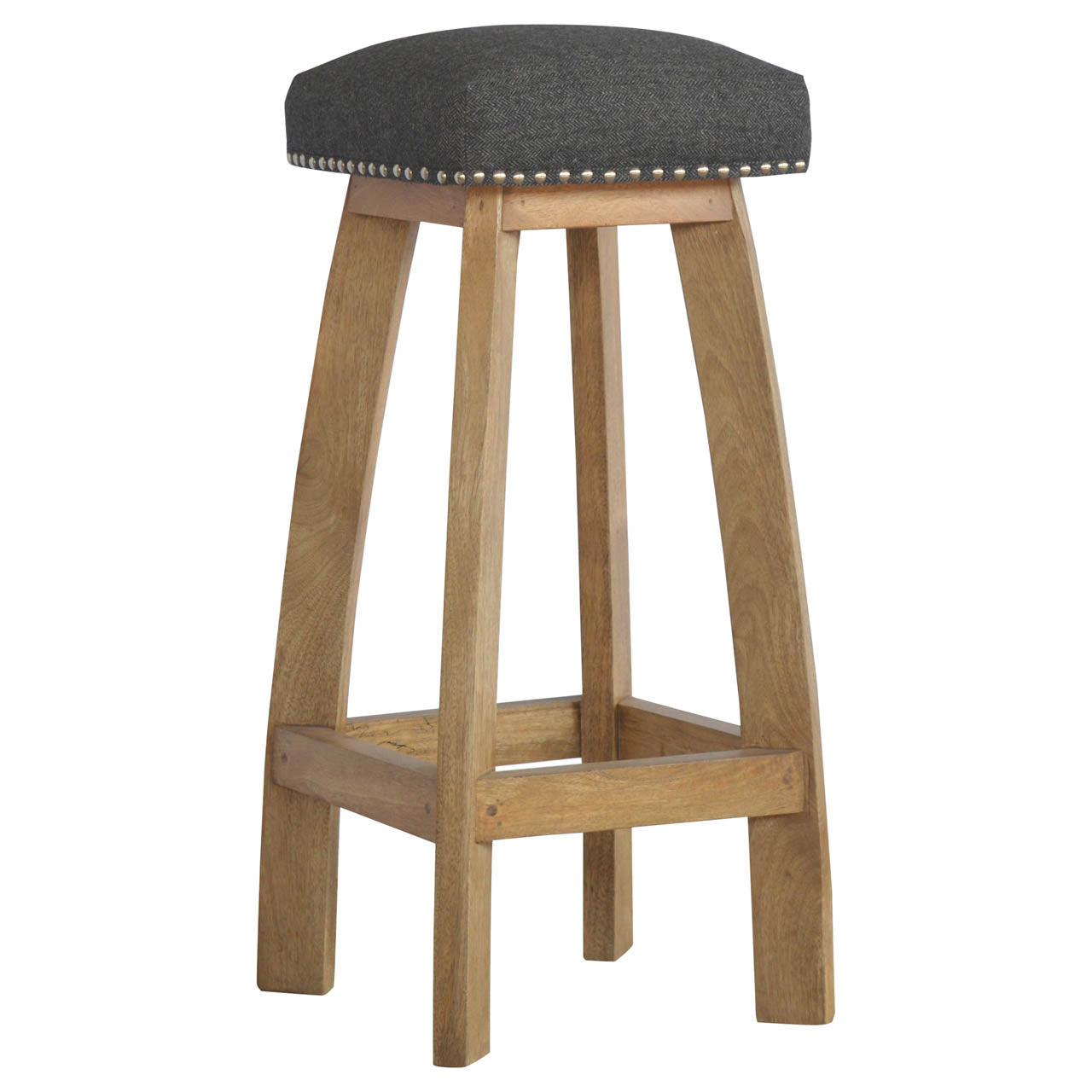Black Tweed Studded Bar Stool - Living with Luxury