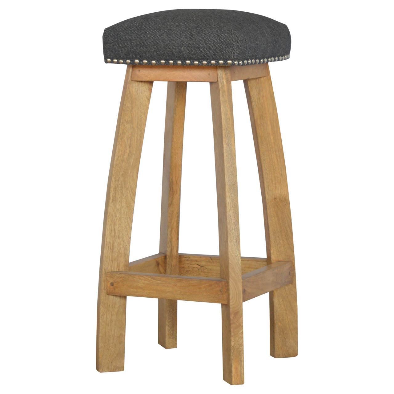 Black Tweed Studded Bar Stool - Living with Luxury