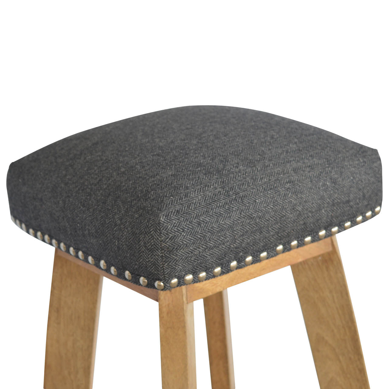 Black Tweed Studded Bar Stool - Living with Luxury