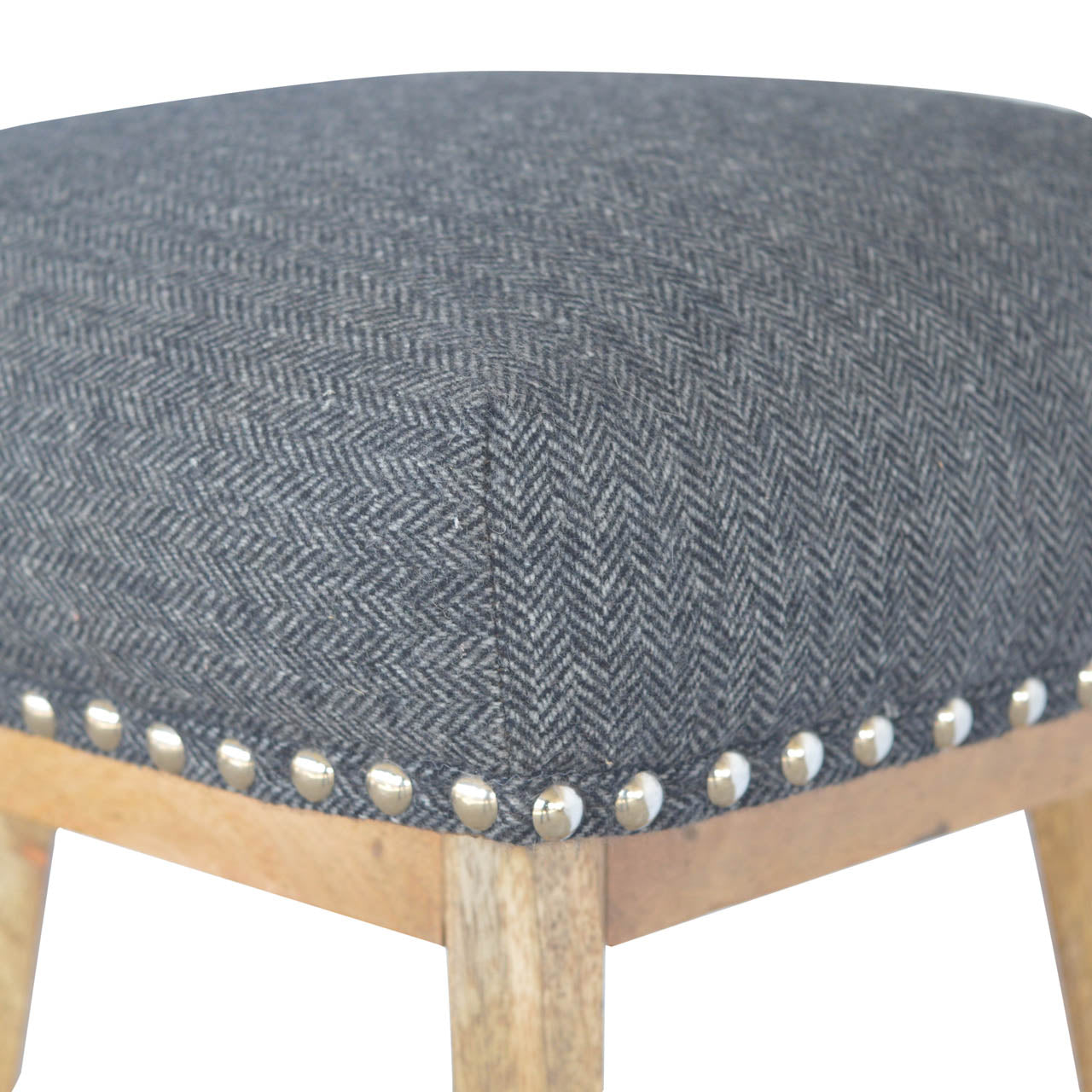 Black Tweed Studded Bar Stool - Living with Luxury