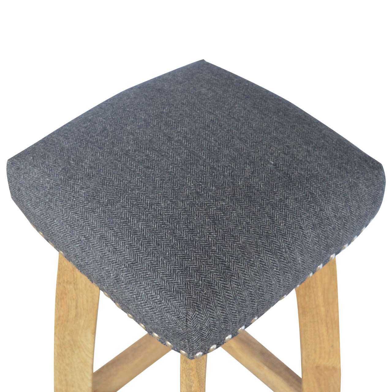 Black Tweed Studded Bar Stool - Living with Luxury