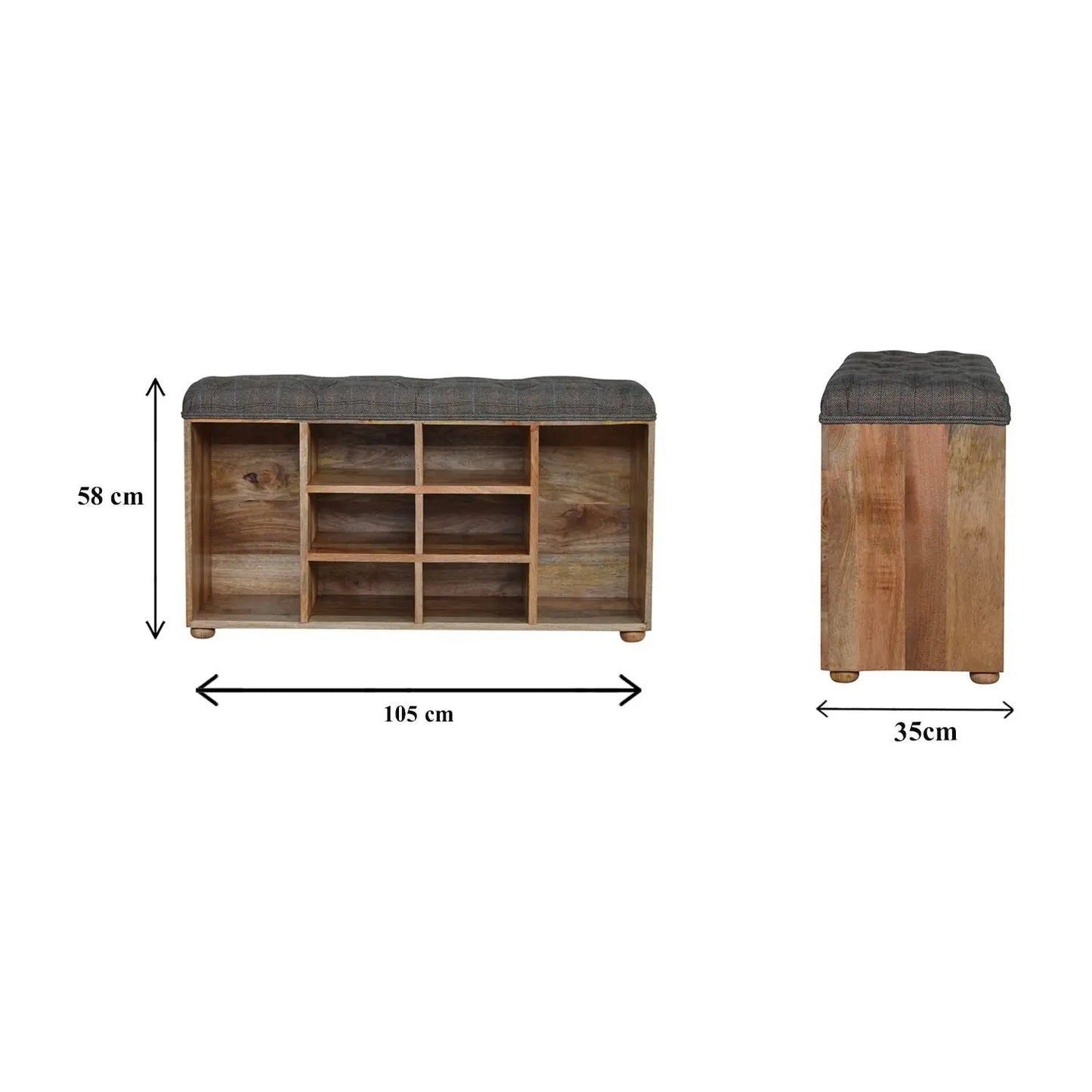 Multi Tweed Open Storage Bench - Living with Luxury