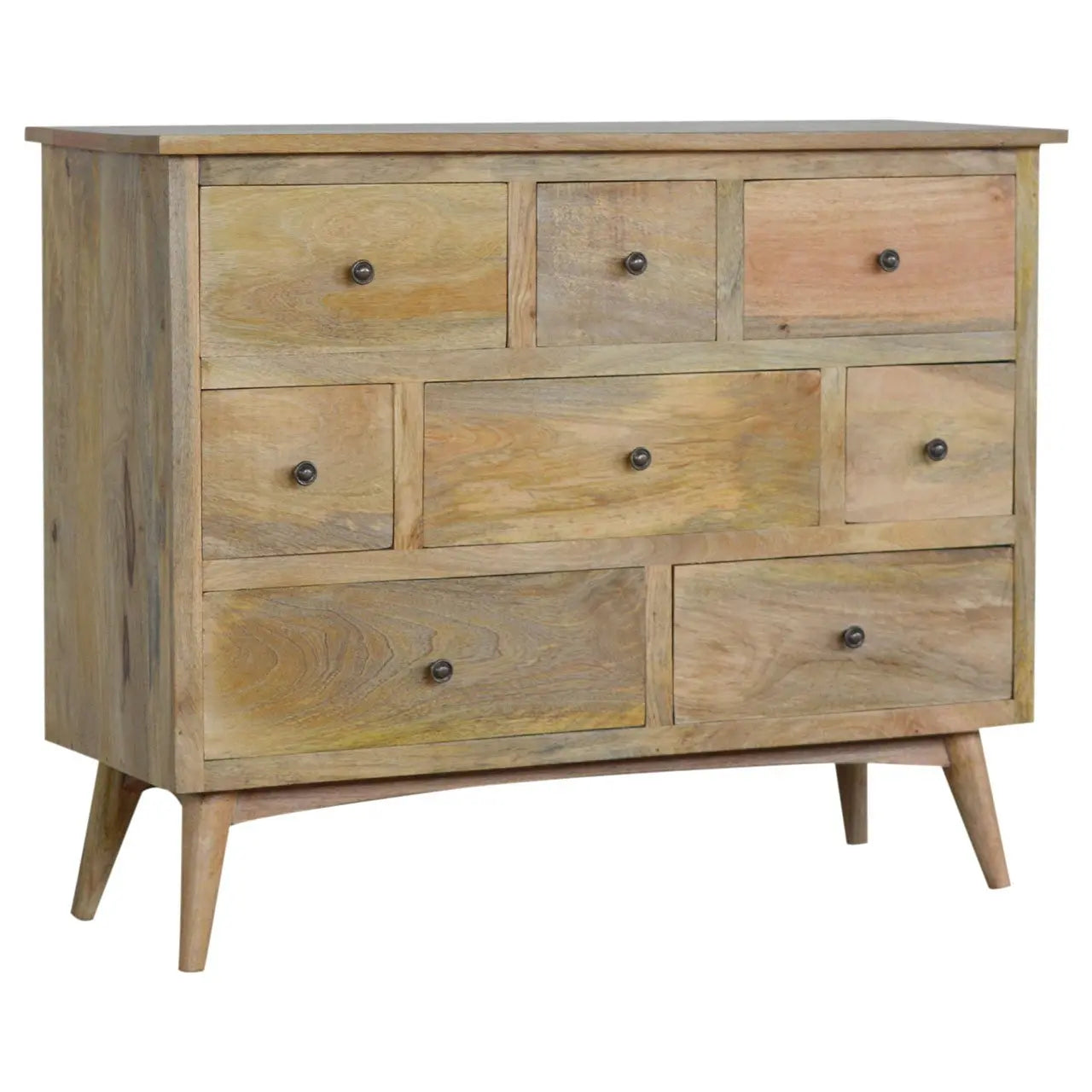 Oak-ish Solid Wood 8 Drawer Chest Living with Luxury