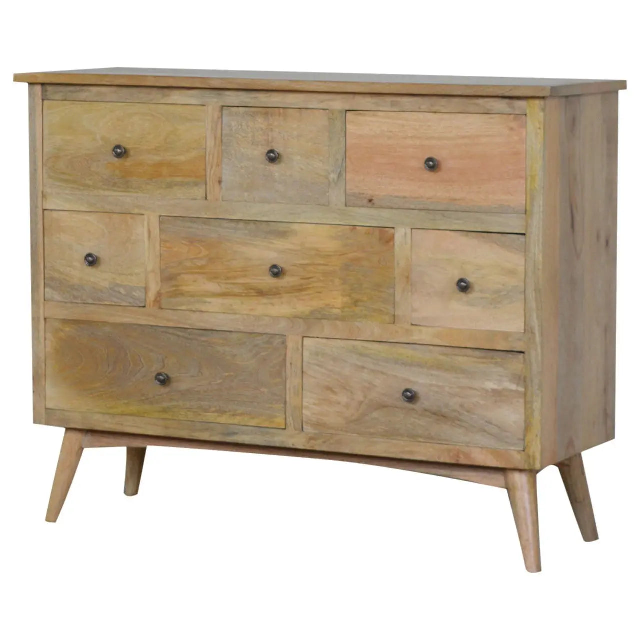 Oak-ish Solid Wood 8 Drawer Chest Living with Luxury