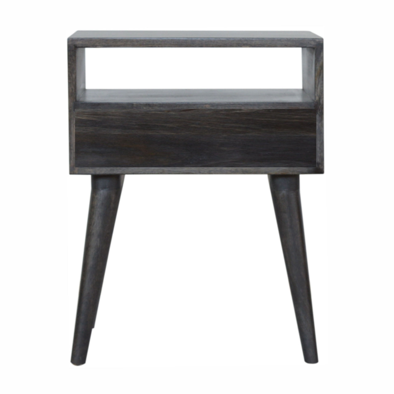 Ash Black Carved Drawer Bedside Living with Luxury