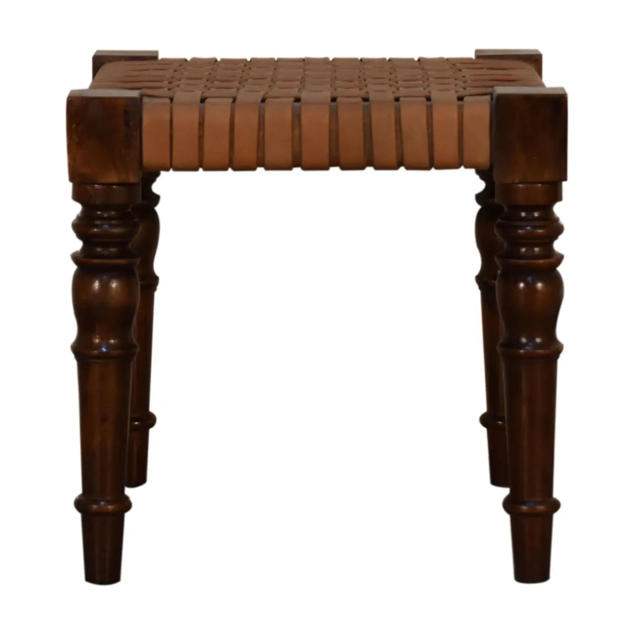 Woven Leather Footstool - Living with Luxury