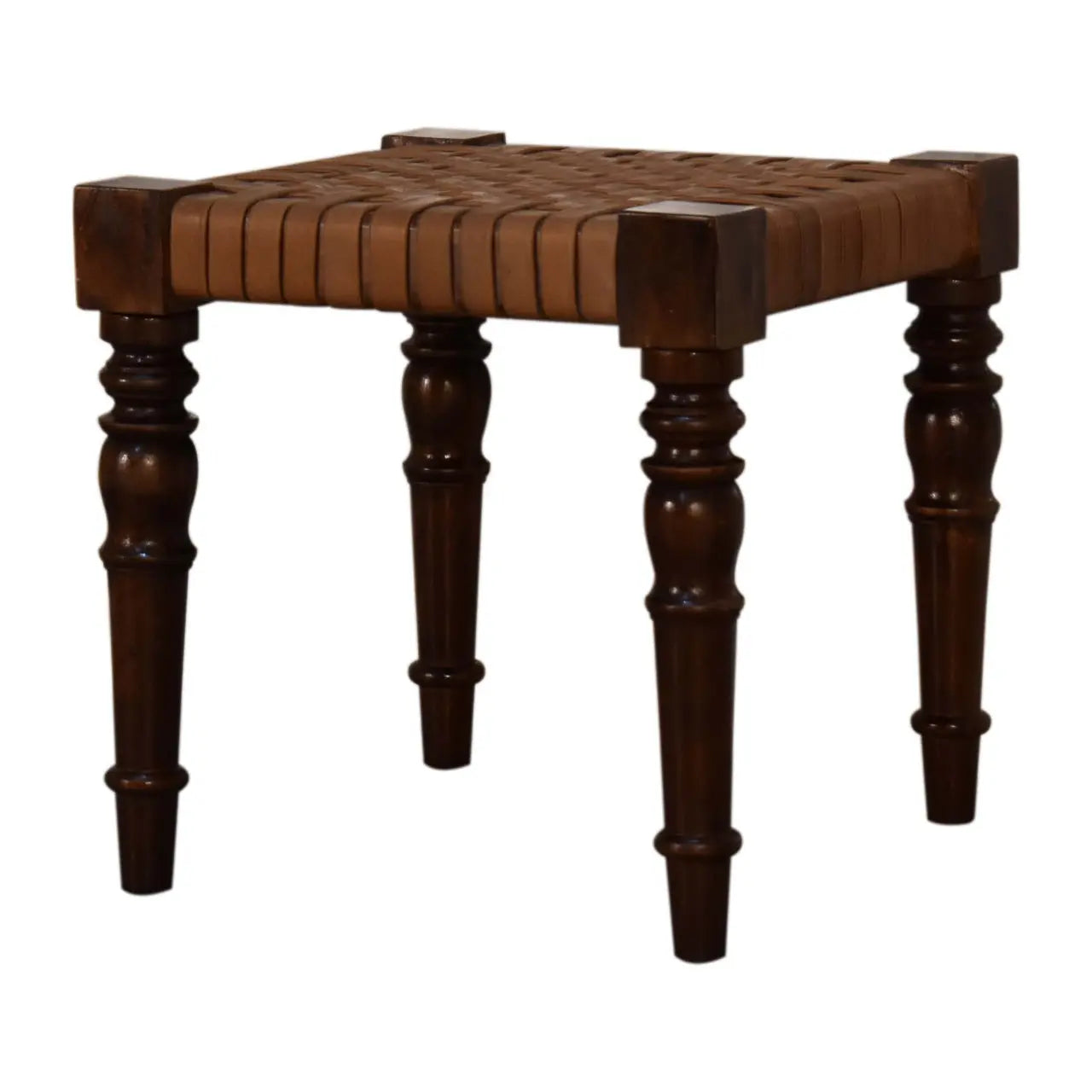 Woven Leather Footstool - Living with Luxury