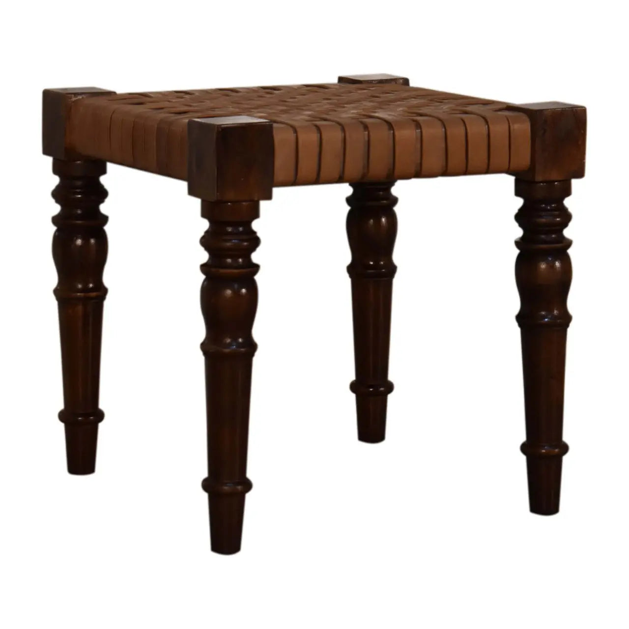 Woven Leather Footstool - Living with Luxury