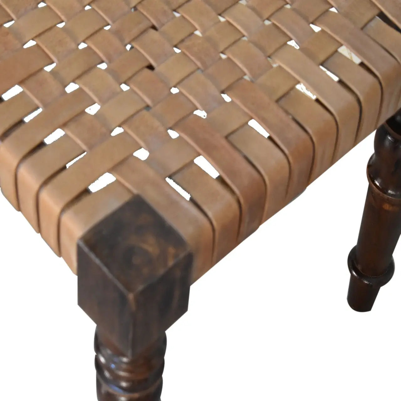 Woven Leather Footstool - Living with Luxury