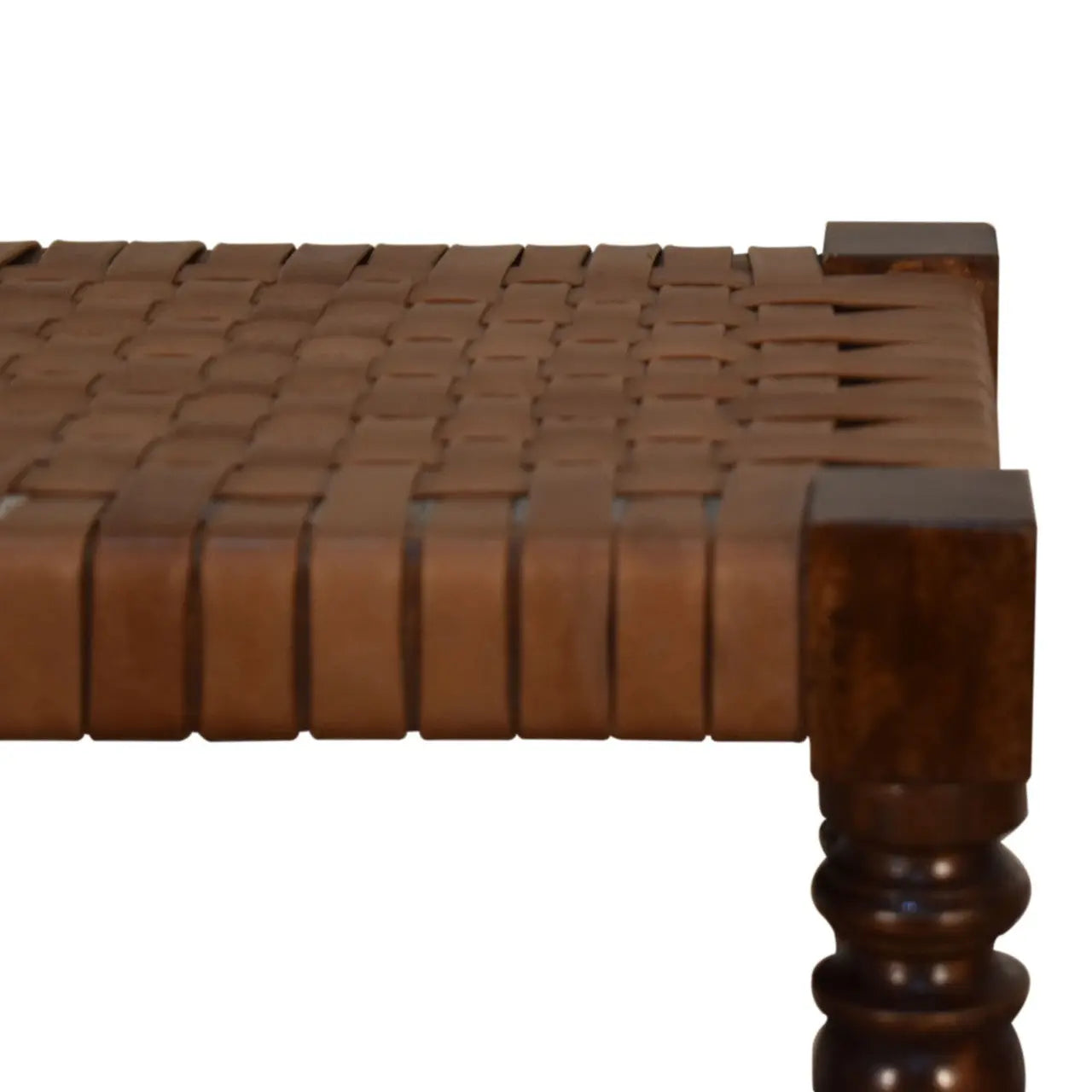 Woven Leather Footstool - Living with Luxury