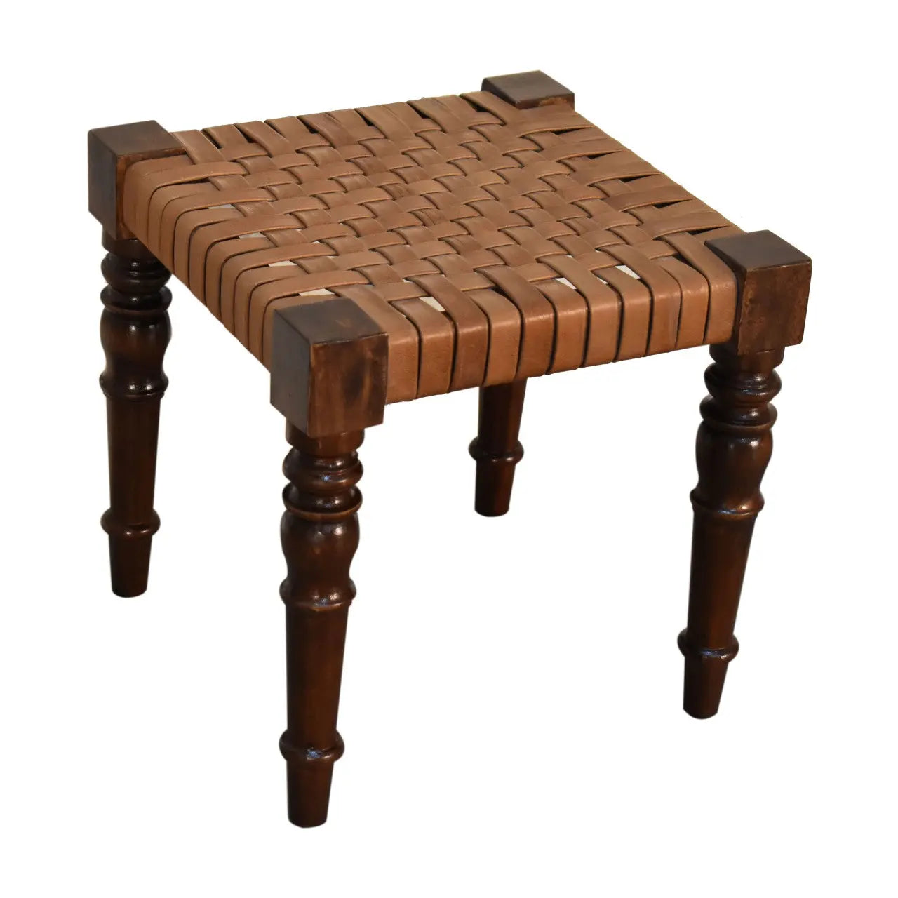 Woven Leather Footstool - Living with Luxury