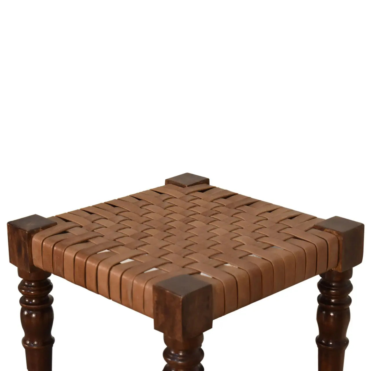 Woven Leather Footstool - Living with Luxury
