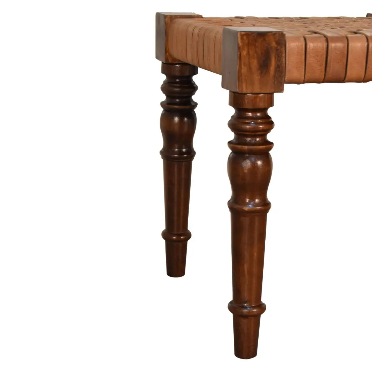 Woven Leather Footstool - Living with Luxury