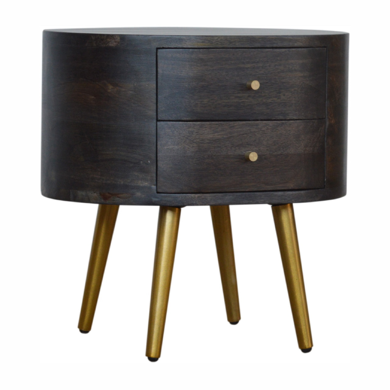 Ash Black Bedside with Brass Legs Living with Luxury