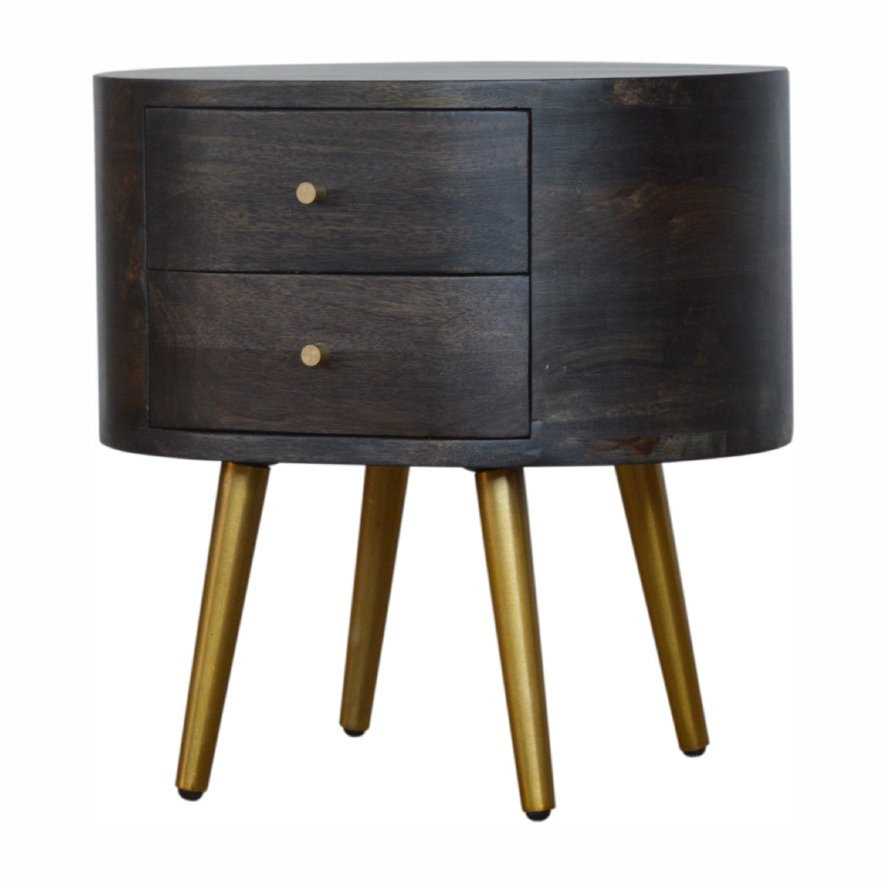 Ash Black Bedside with Brass Legs Living with Luxury