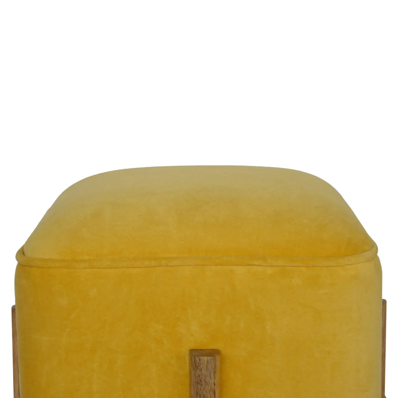Mustard Velvet Solid Footstool - Living with Luxury