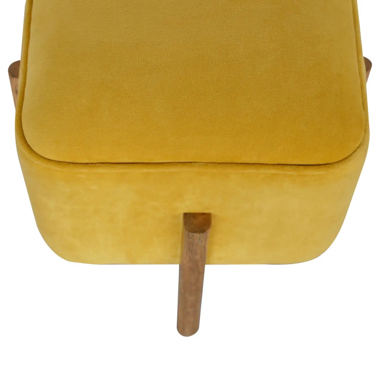 Mustard Velvet Solid Footstool - Living with Luxury