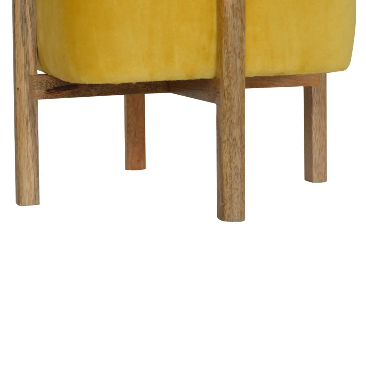 Mustard Velvet Solid Footstool - Living with Luxury