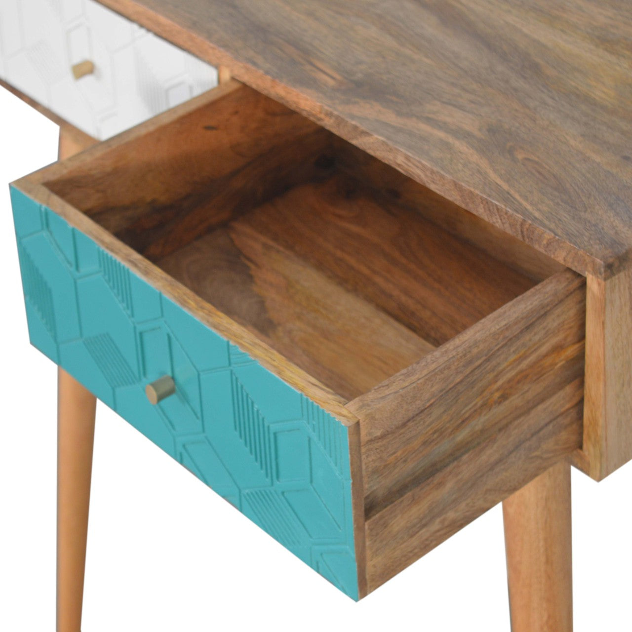 Acadia Teal and White Console Table Living with Luxury