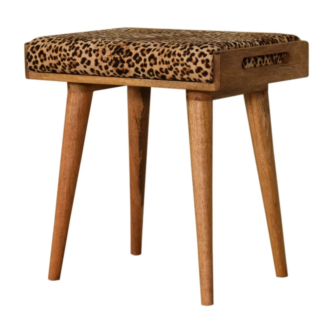 Leopard Velvet Tray Style Footstool - Living with Luxury