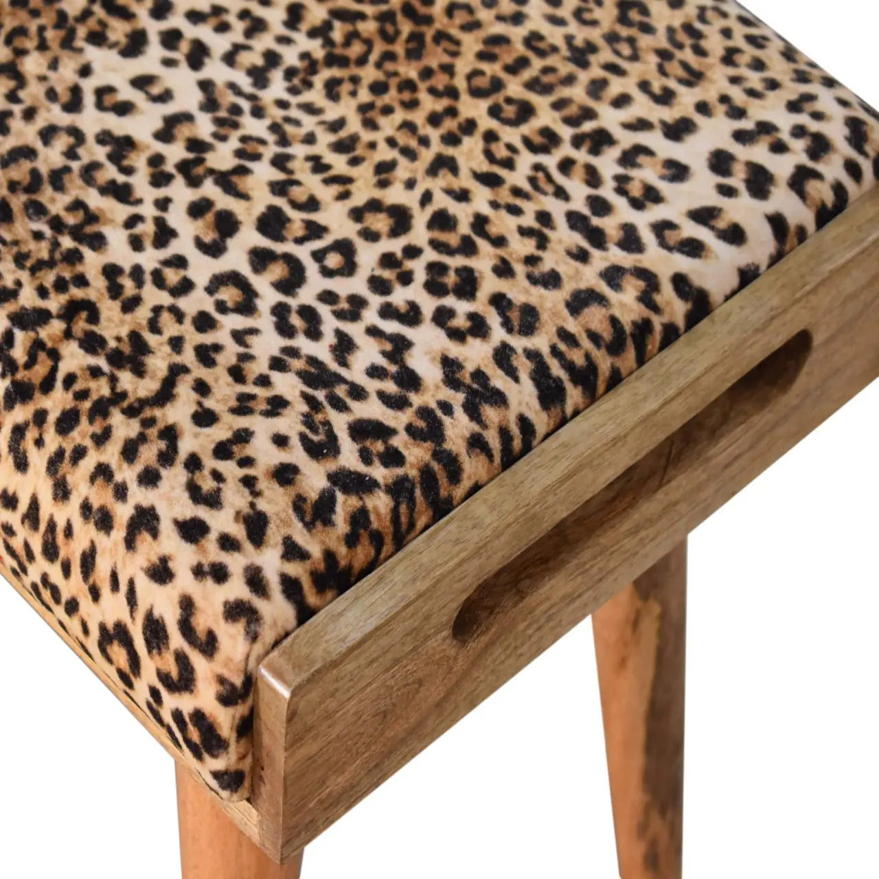 Leopard Velvet Tray Style Footstool - Living with Luxury