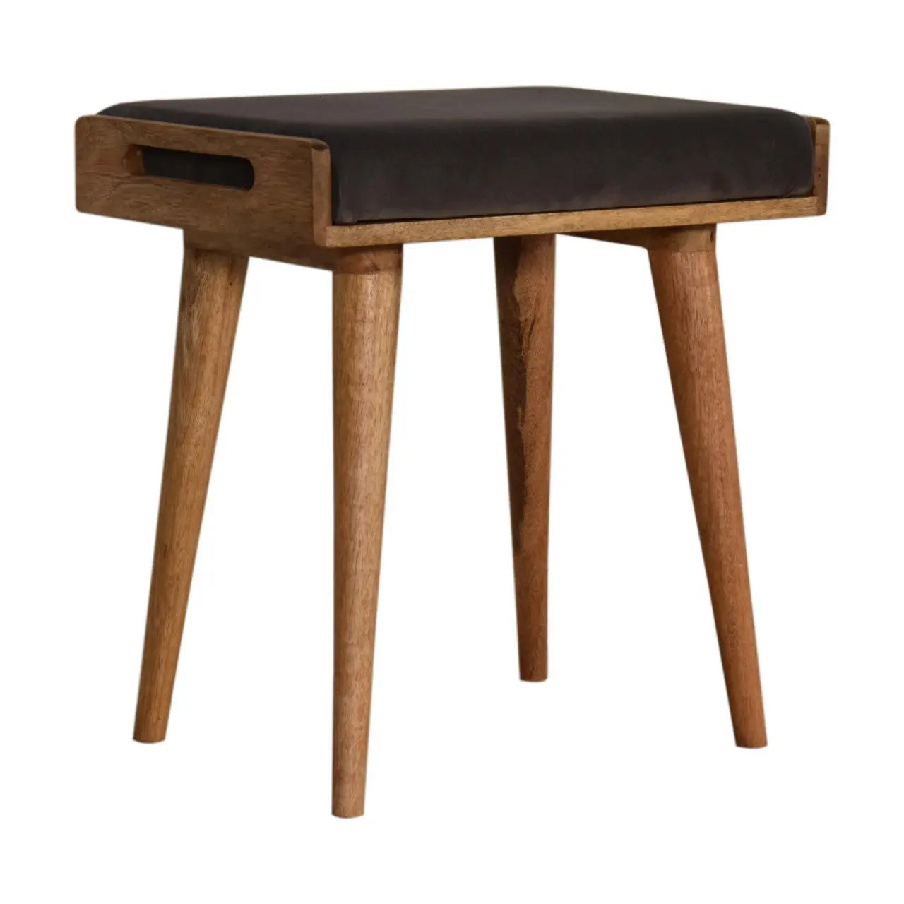 Grey Velvet Tray Style Footstool - Living with Luxury