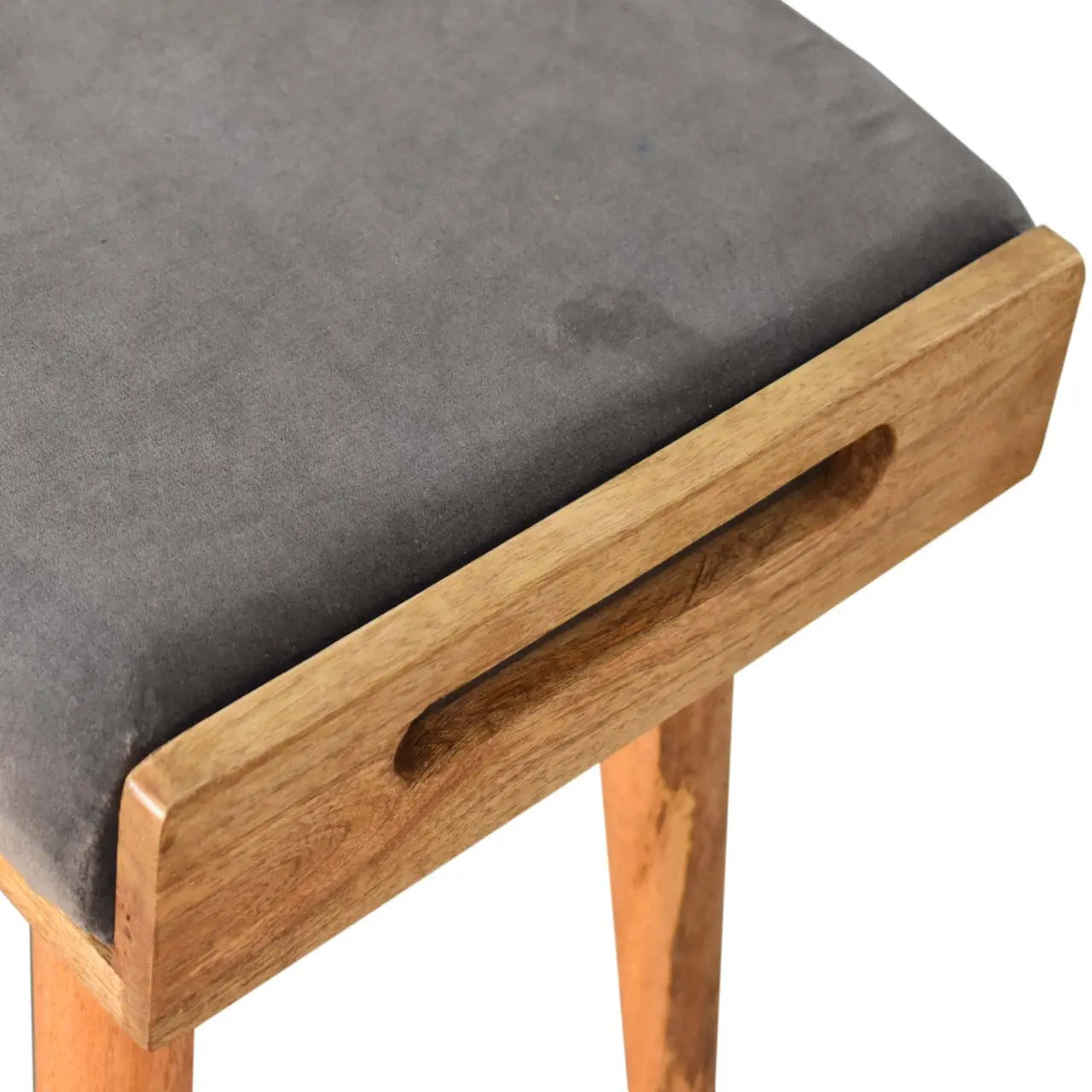 Grey Velvet Tray Style Footstool - Living with Luxury