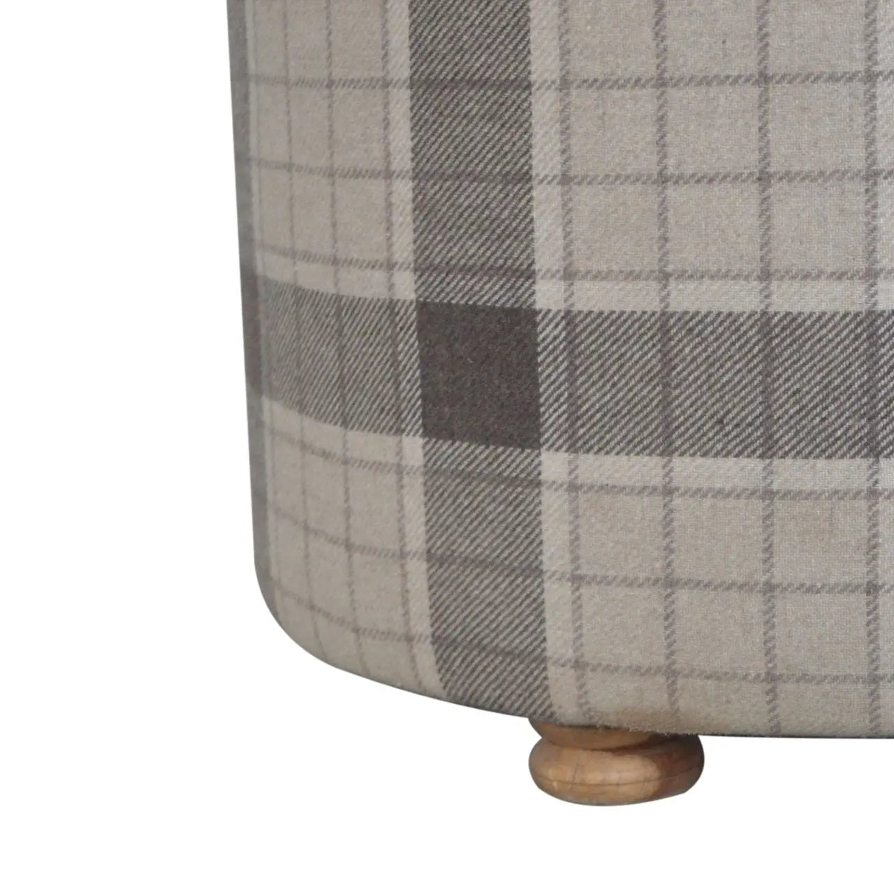 Deep Button Round Checked Footstool - Living with Luxury