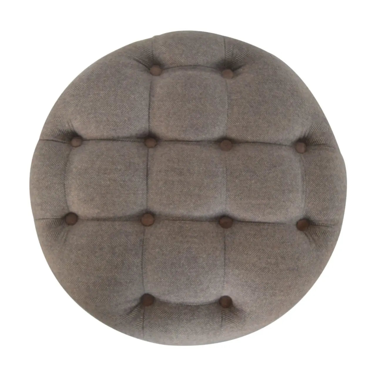Deep Button Round Checked Footstool - Living with Luxury