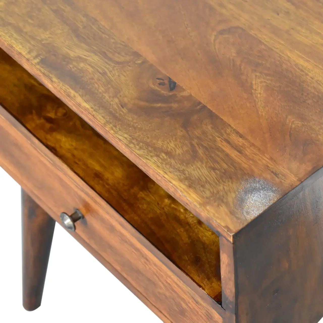 Modern Chestnut Solid Wood Bedside - Living with Luxury