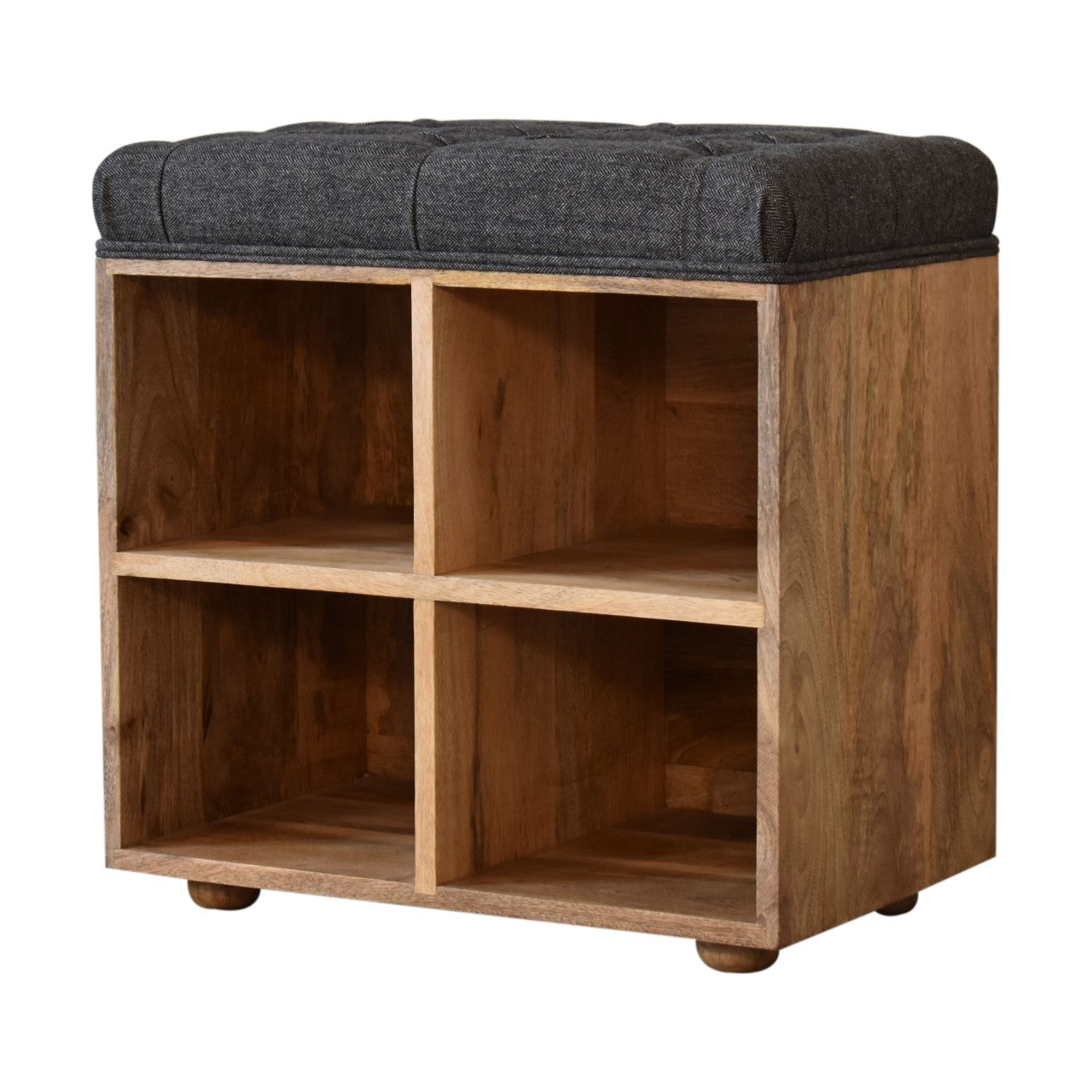 Mini Black Shoe Storage Footstool Living with Luxury