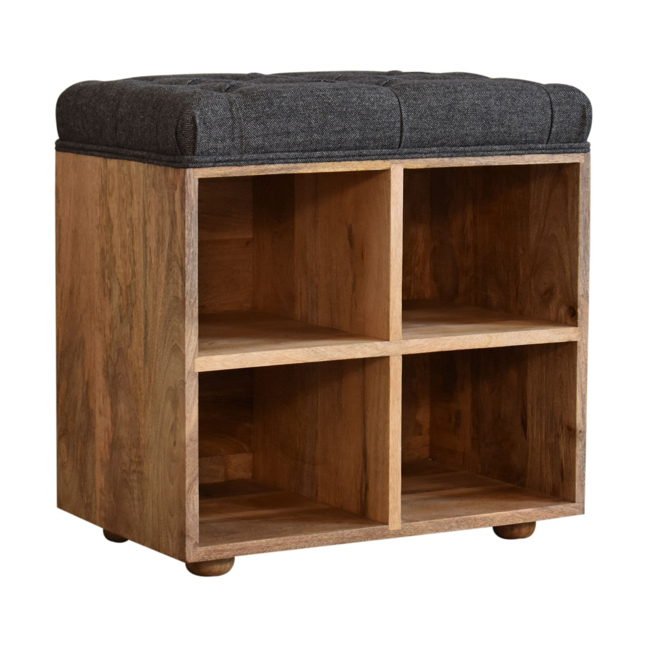 Mini Black Shoe Storage Footstool Living with Luxury
