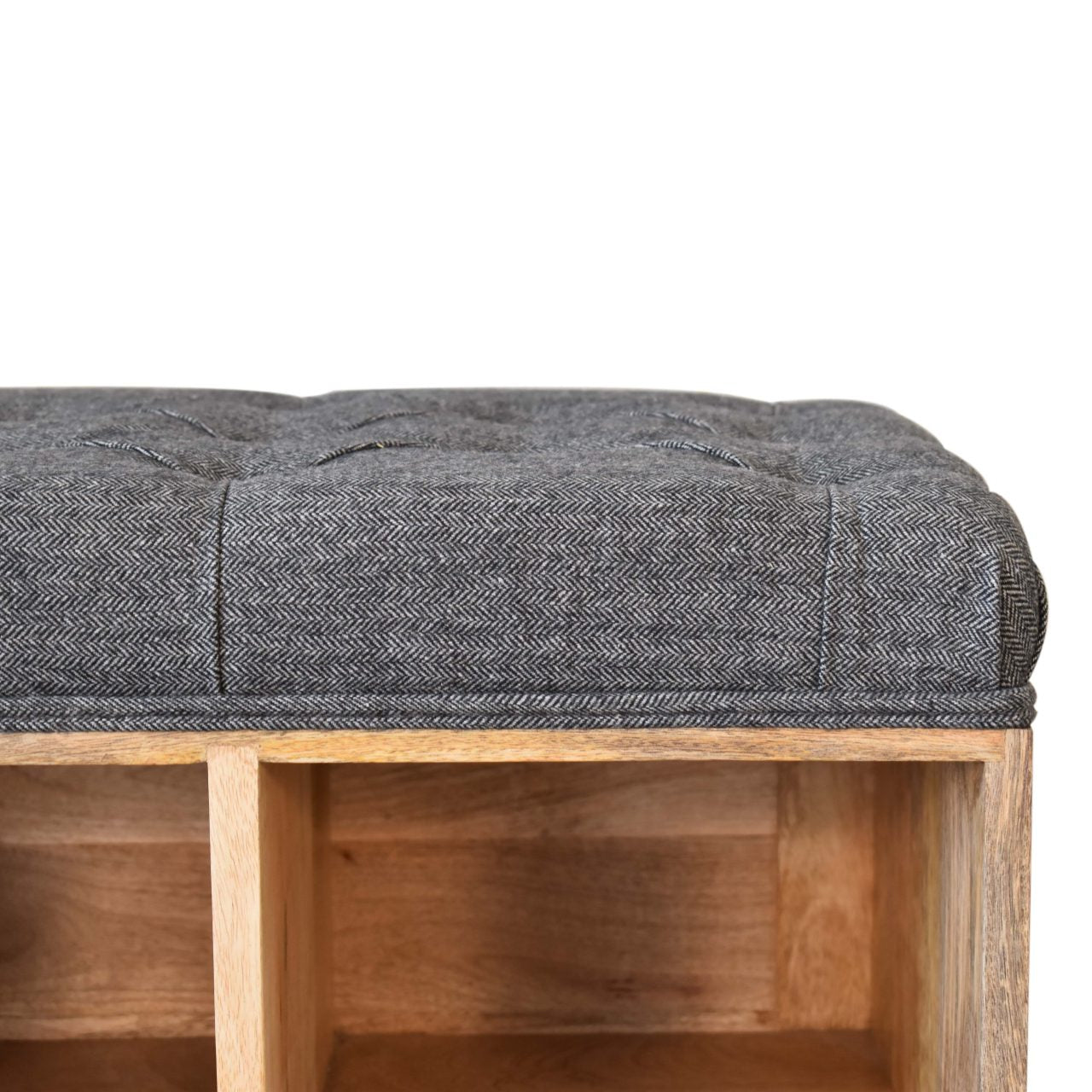Mini Black Shoe Storage Footstool Living with Luxury