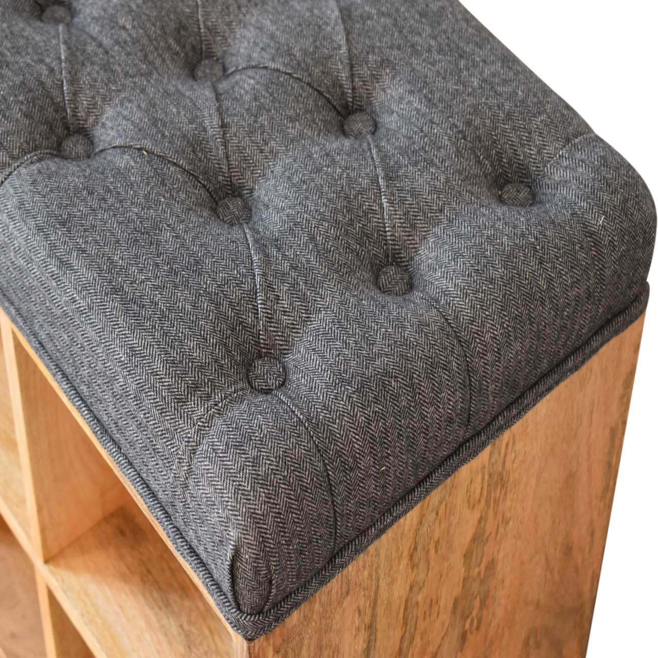 Mini Black Shoe Storage Footstool Living with Luxury