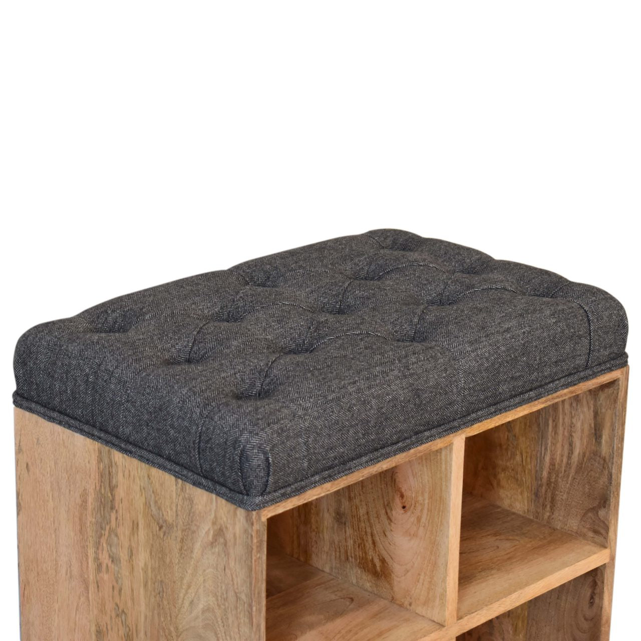 Mini Black Shoe Storage Footstool Living with Luxury