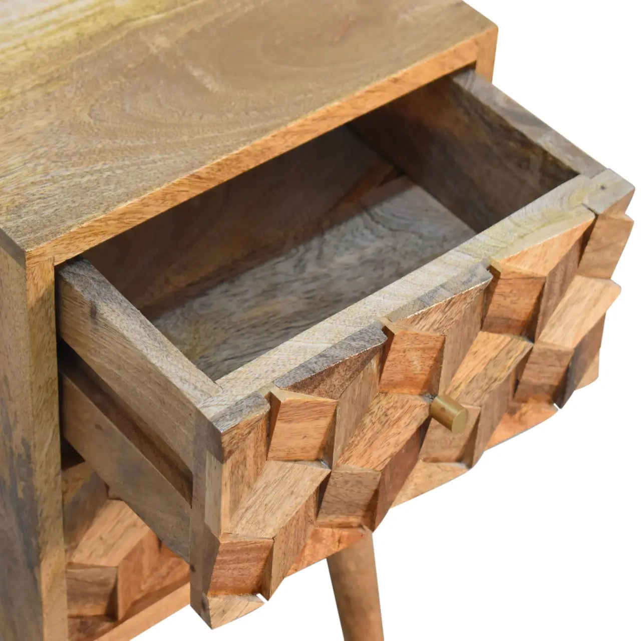 Mini Cube Carved 2 Drawer Bedside - Living with Luxury