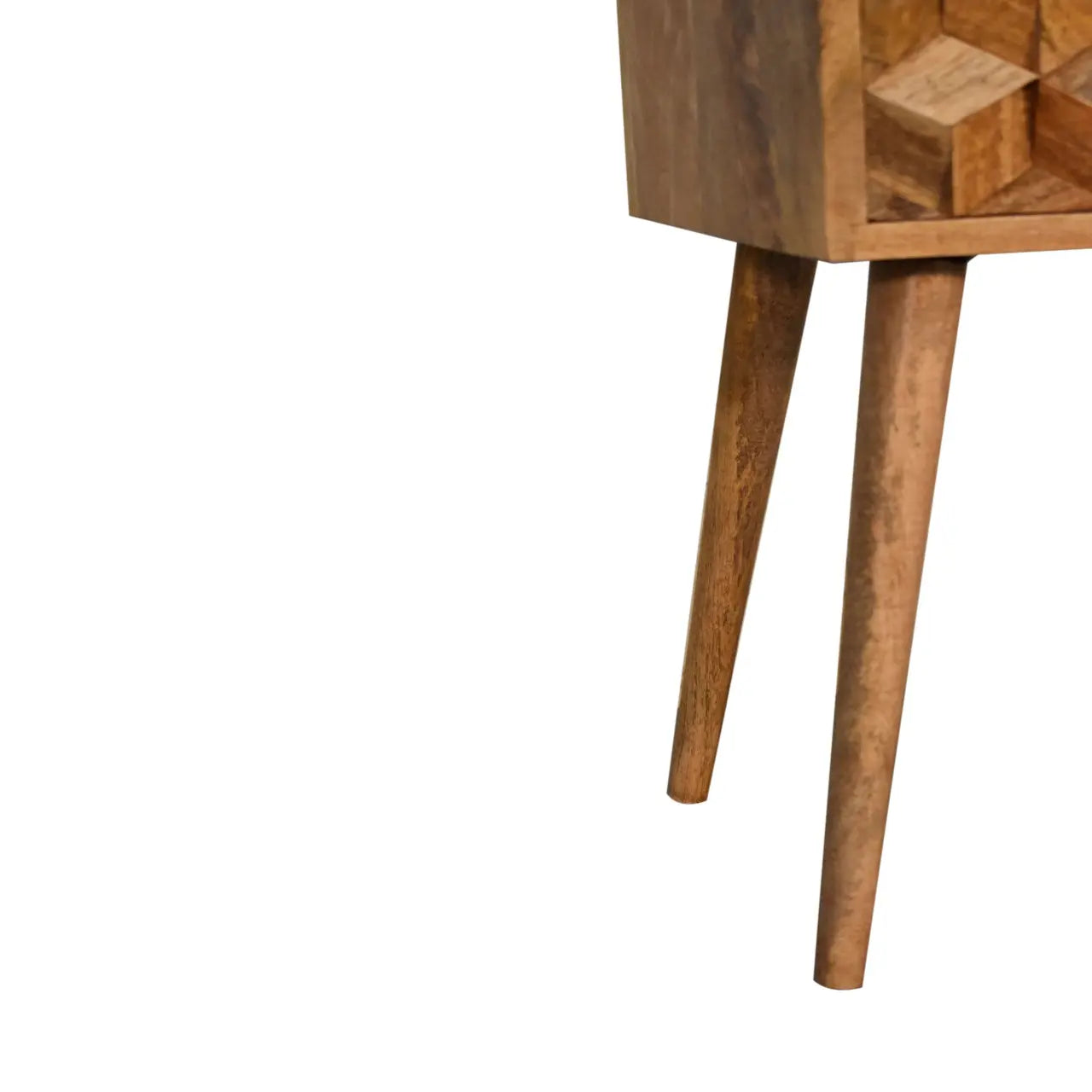 Mini Cube Carved 2 Drawer Bedside - Living with Luxury