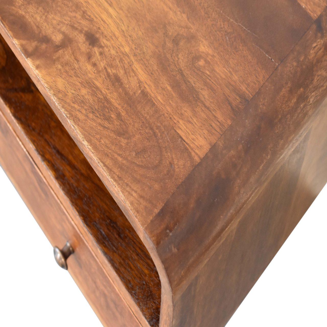 Mini Chestnut Curved Media Unit with 2 Drawers Living with Luxury