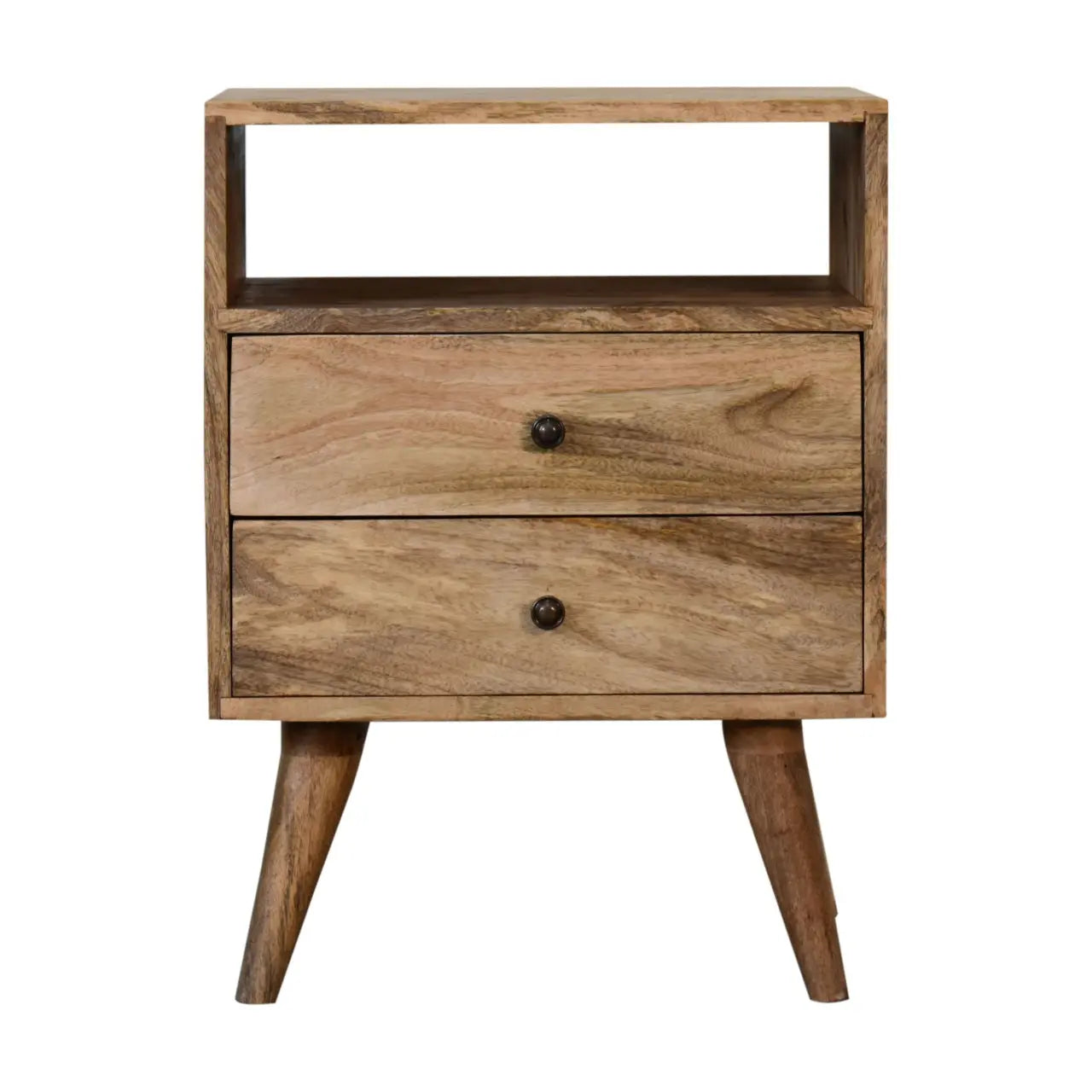 Classic Oak-ish Bedside Table in Elegant Bedroom Décor