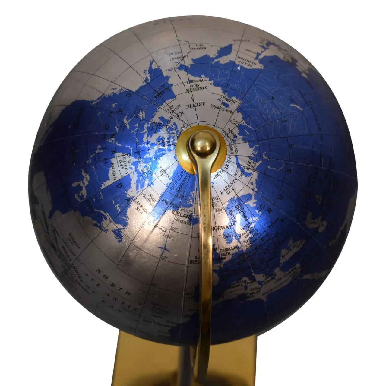 Mixed Chrome and Brass Blue Globe - Living with Luxury