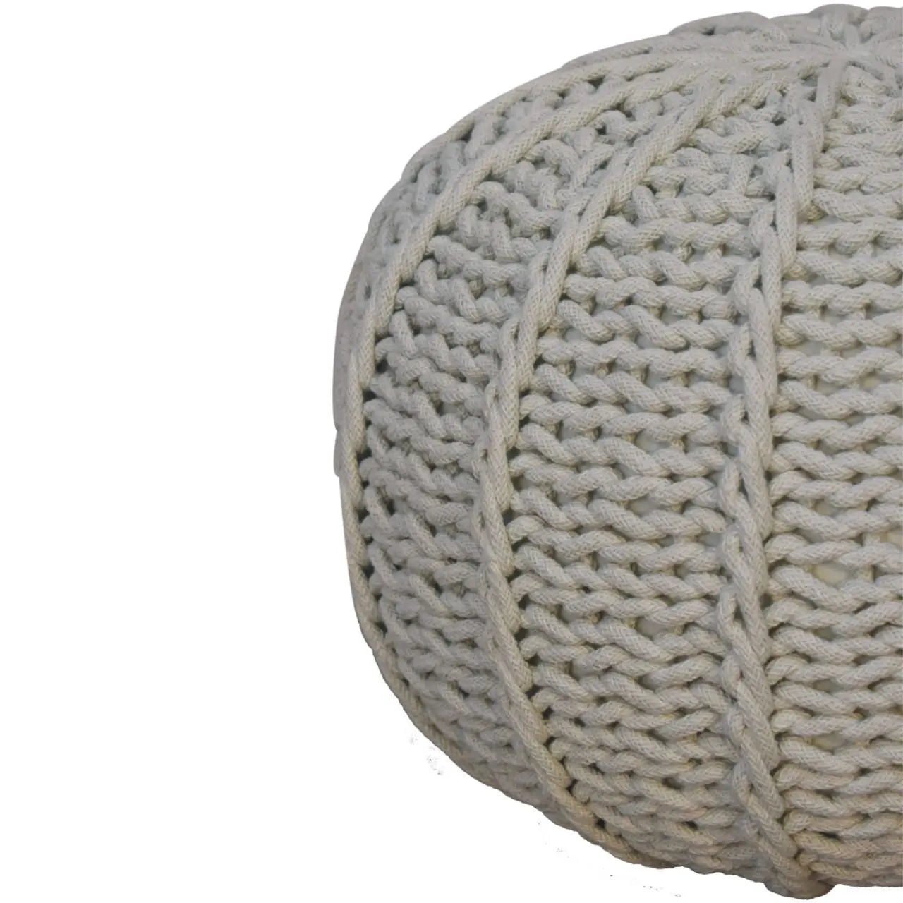 Grey Cable Pouffe - Living with Luxury