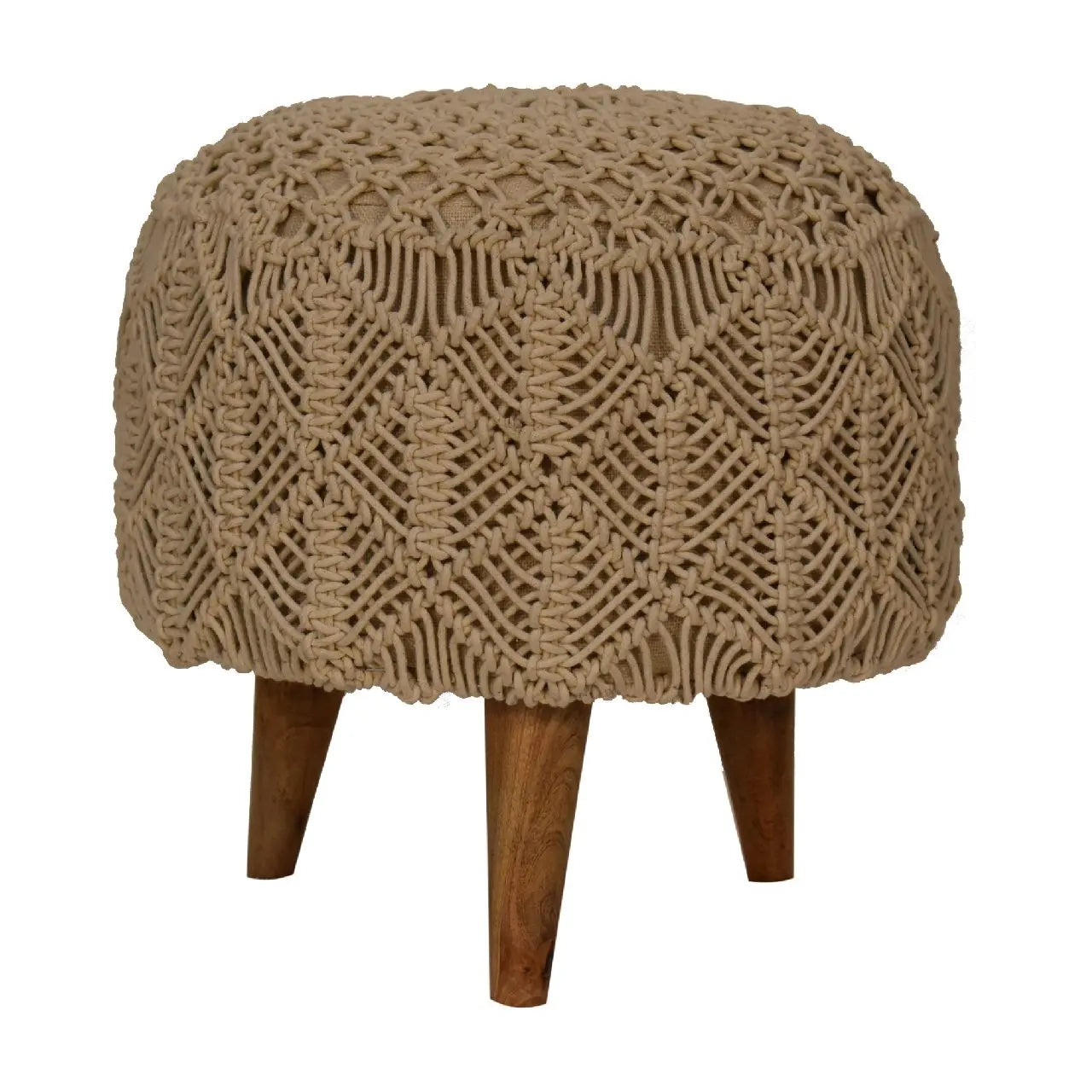 Crotchet Beige Footstool - Living with Luxury