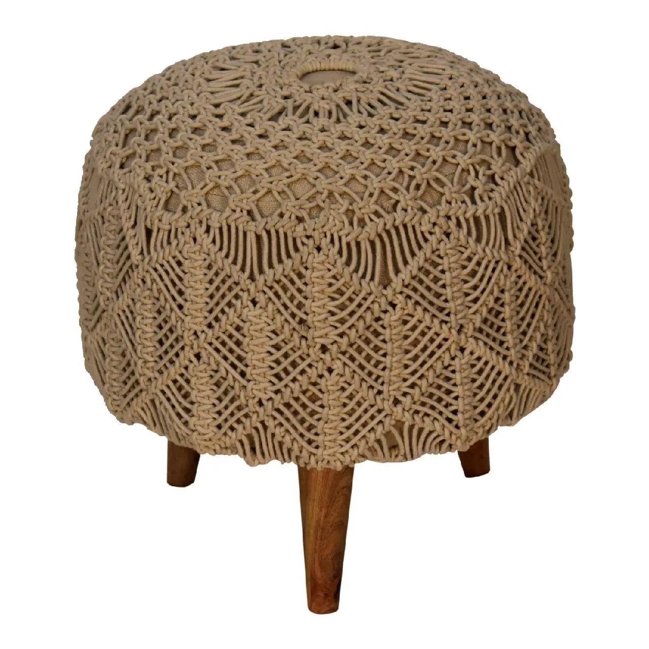 Crotchet Beige Footstool - Living with Luxury