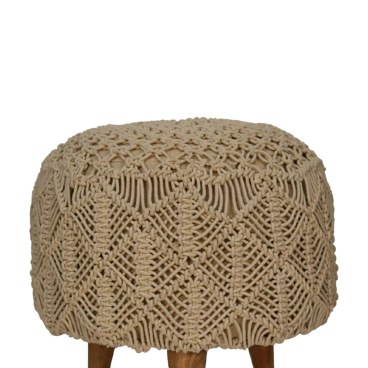 Crotchet Beige Footstool - Living with Luxury