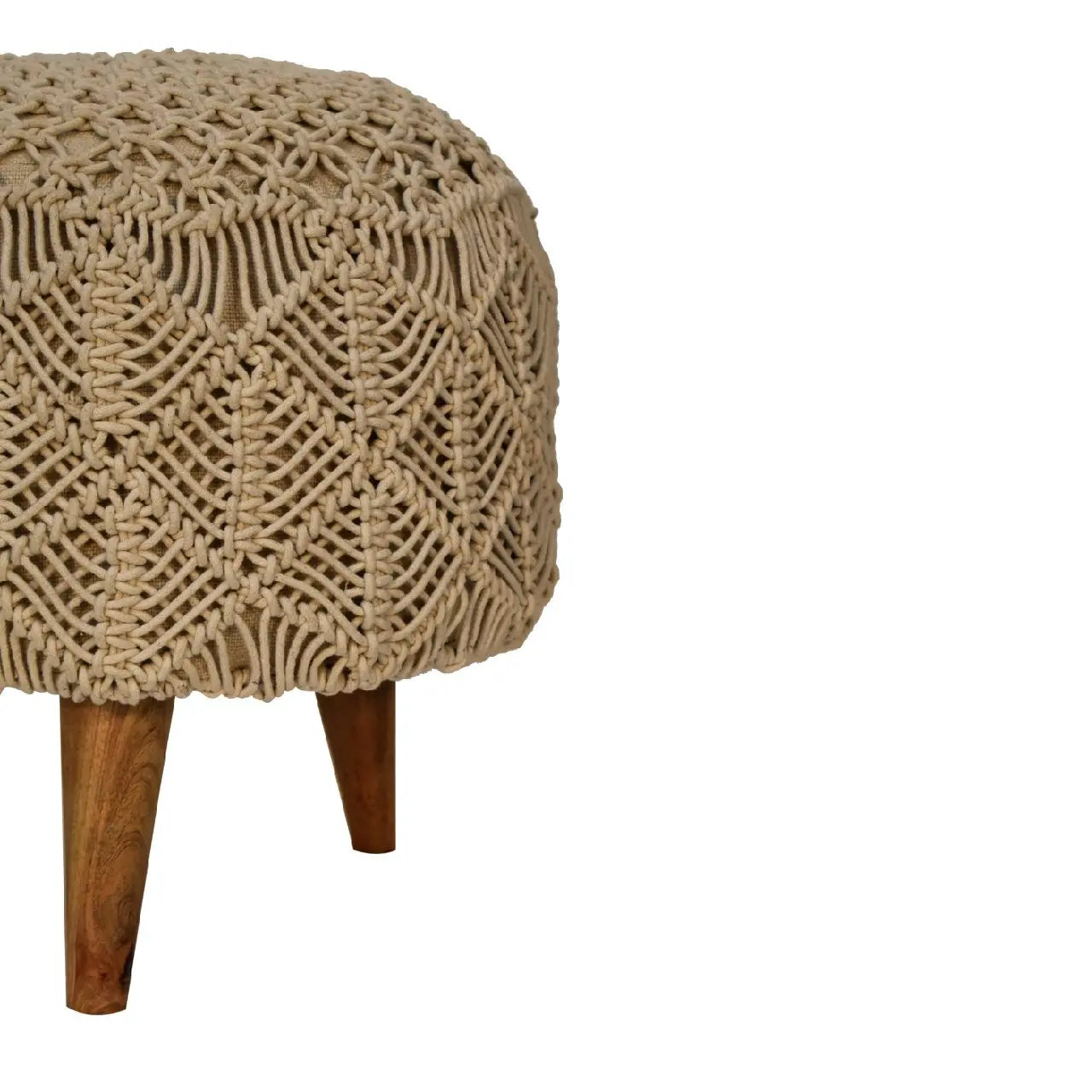 Crotchet Beige Footstool - Living with Luxury