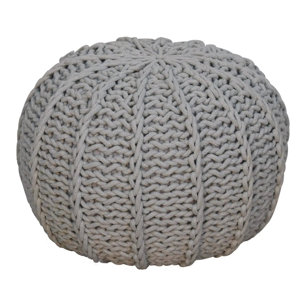 Grey Cable Pouffe - Living with Luxury