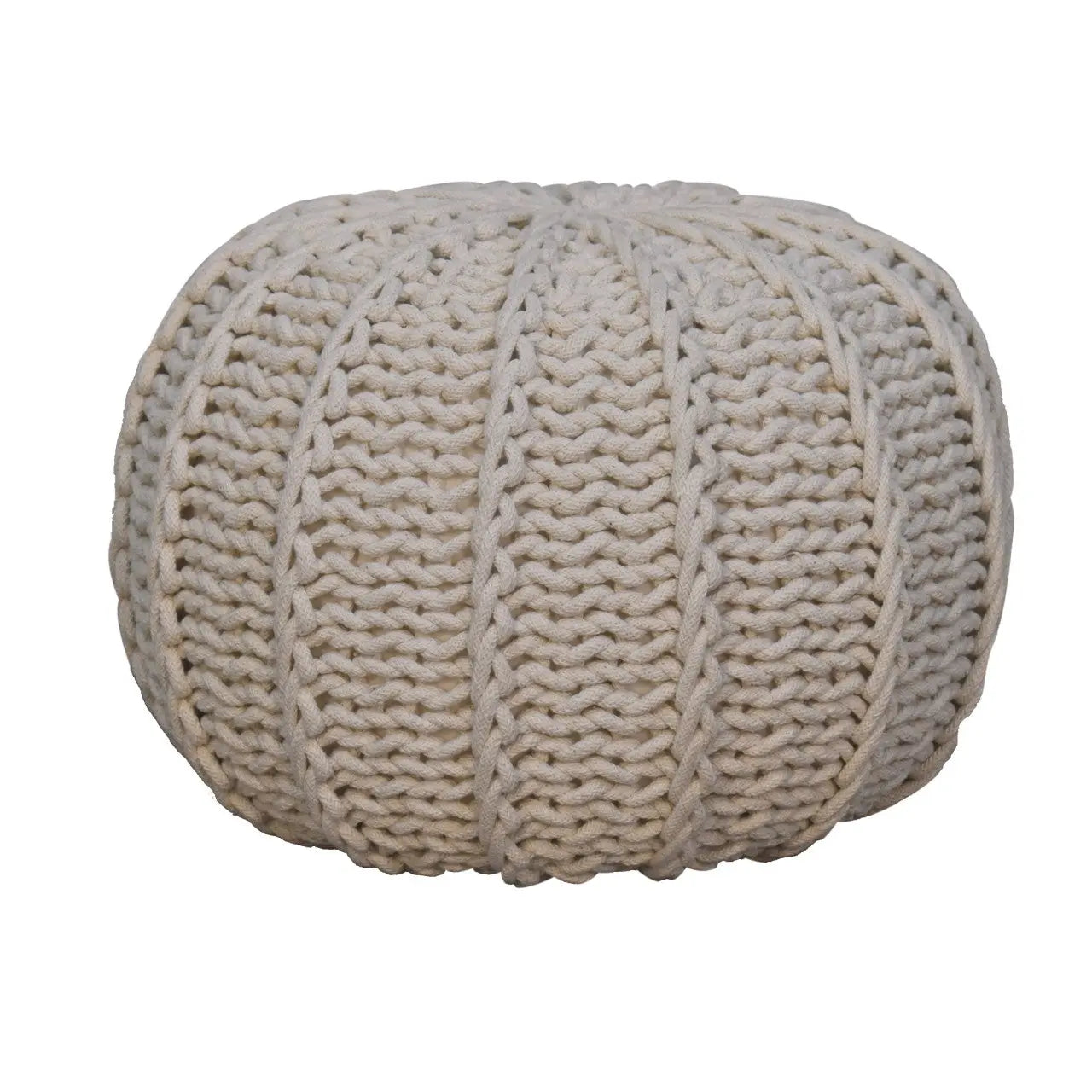 Cream Cable Pouffe - Living with Luxury