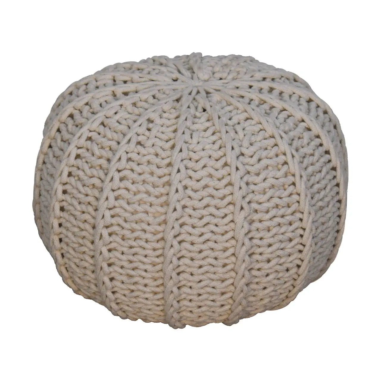 Cream Cable Pouffe - Living with Luxury
